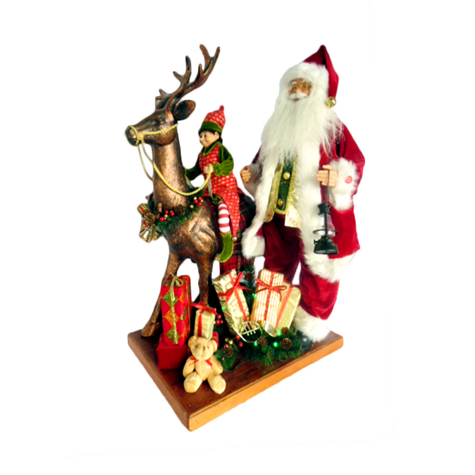 Musical Santa with Reindeer 80cm - with Lights