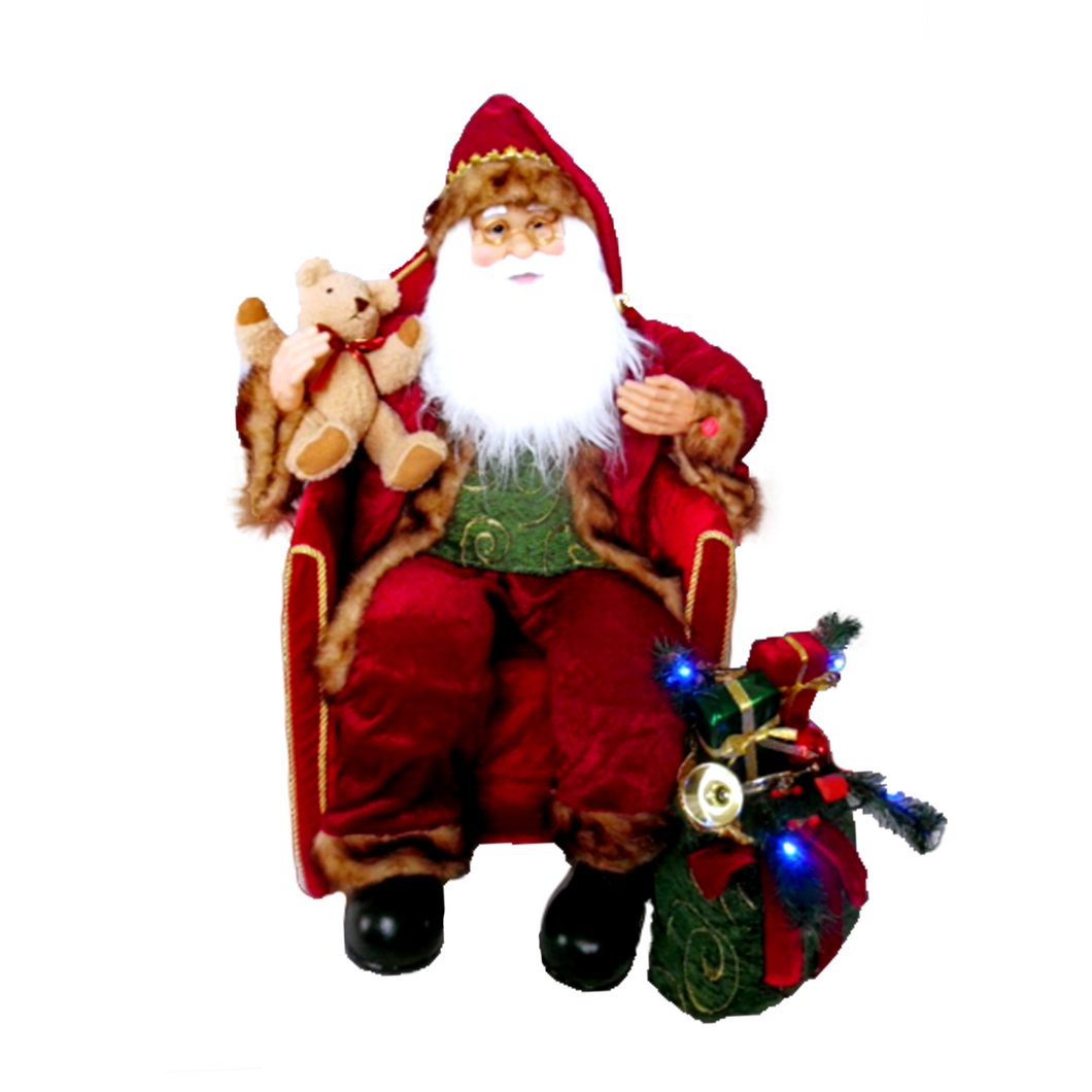 Musical Santa on Chair 90cm - with Lights