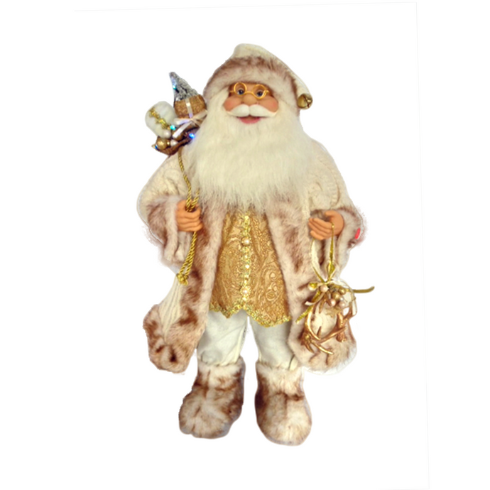 Musical Santa White and Gold 60cm - with Lights