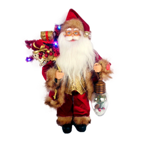 Père Noël Rouge avec Lanterne 40cm - Music et LED