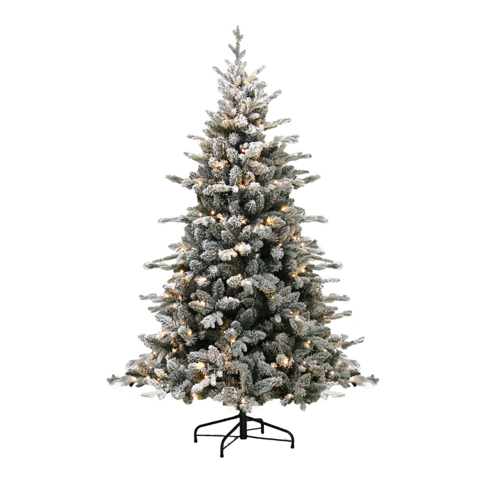 Artificial Flocked White Tree 210cm with LEDs